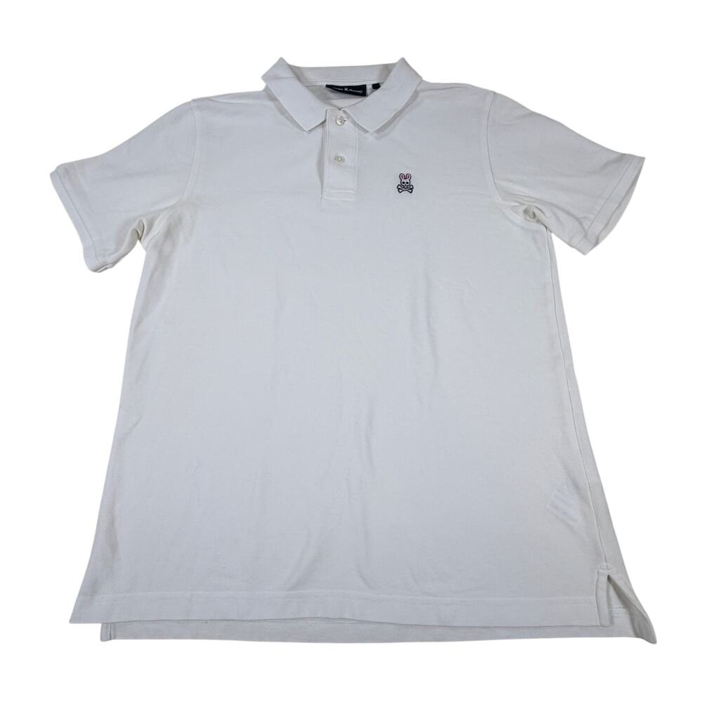 Psycho Bunny Pique Polo Embroidered Logo Regular Fit White Men’s Sz 6/L